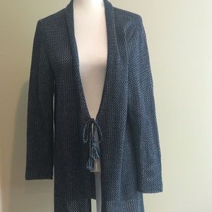 J Jill Blue Duo-Knit Cardigan